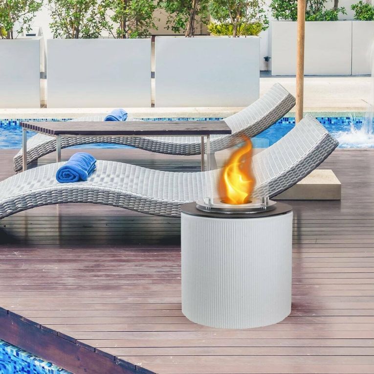 Caminetto a bioetanolo da tavolo 36x36x56h cm bianco - Maynila