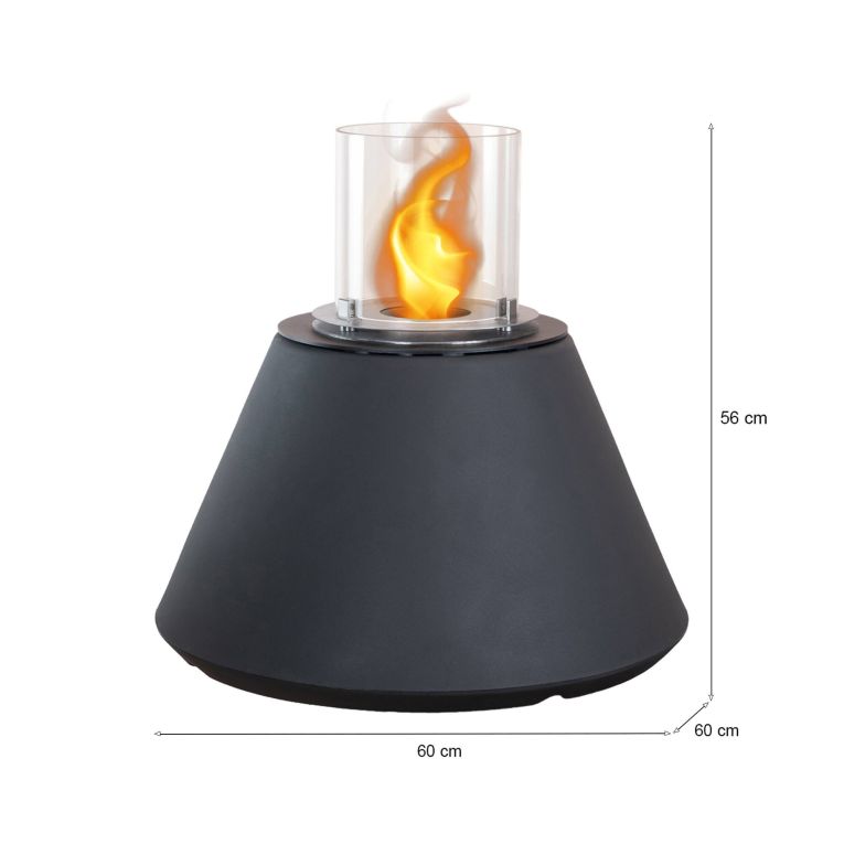 Caminetto a bioetanolo da tavolo 60x60x56h cm nero - Parbo