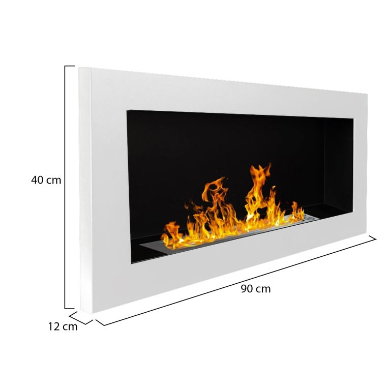 Camino a Bioetanolo Bianco Capacità 0.75 lt Superficie Riscaldabile 25 90x12x40h cm, Potenza (kw) 2.5 - Pedaso