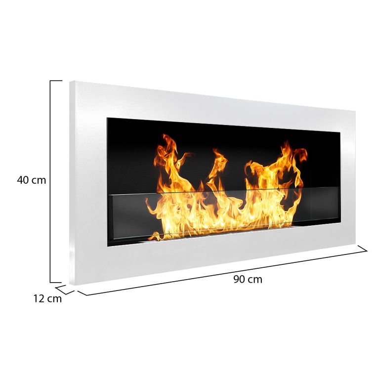 Camino a Bioetanolo Bianco Capacità 0.75 lt Superficie Riscaldabile 25 90x12x40h cm, Potenza (kw) 2.5 - Seulo