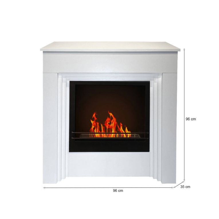 Camino a Bioetanolo Bianco Capacità 1.8 lt Superficie Riscaldabile 30 m2 96x35x96h cm, Potenza (kw) 3.4 Made in Italy - Kinsasa