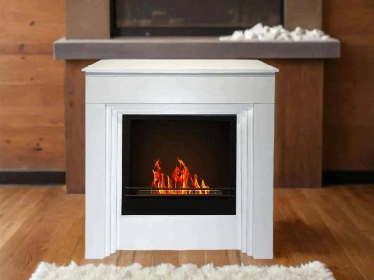 Camino a Bioetanolo Bianco Capacità 1.8 lt Superficie Riscaldabile 30 m2 96x35x96h cm, Potenza (kw) 3.4 Made in Italy - Kinsasa
