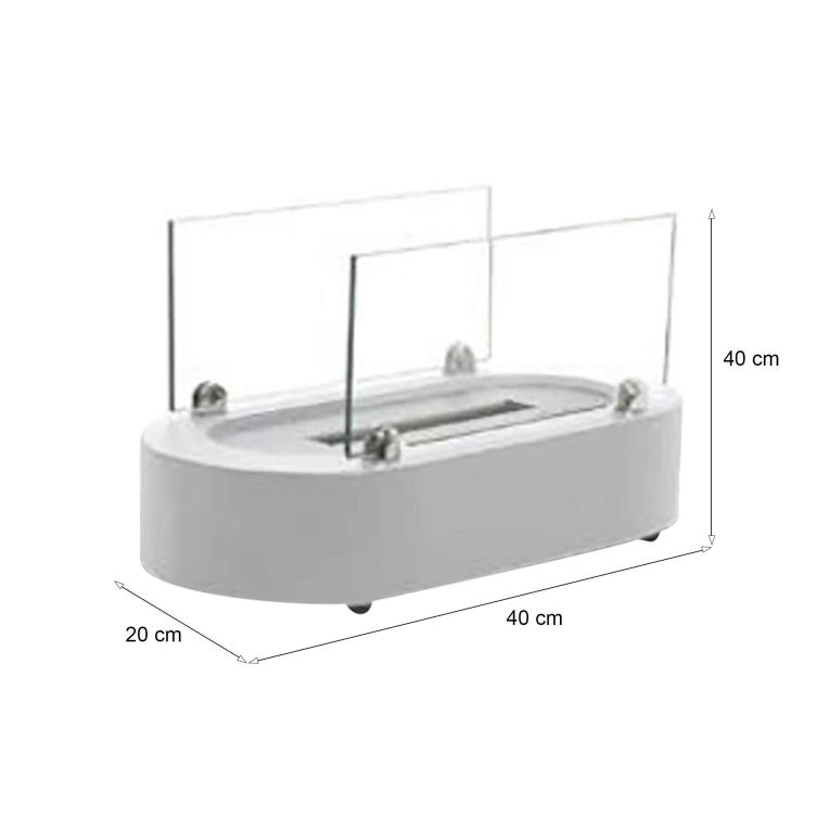 Camino a Bioetanolo Bianco Capacità 1 lt Superficie Riscaldabile 30 40x20x20h cm, Potenza (kw) 2.5 - Lahabana