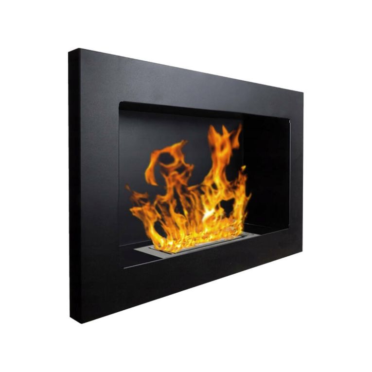 Camino a bioetanolo da parete o incasso 12x65x40h cm nero - Airuno