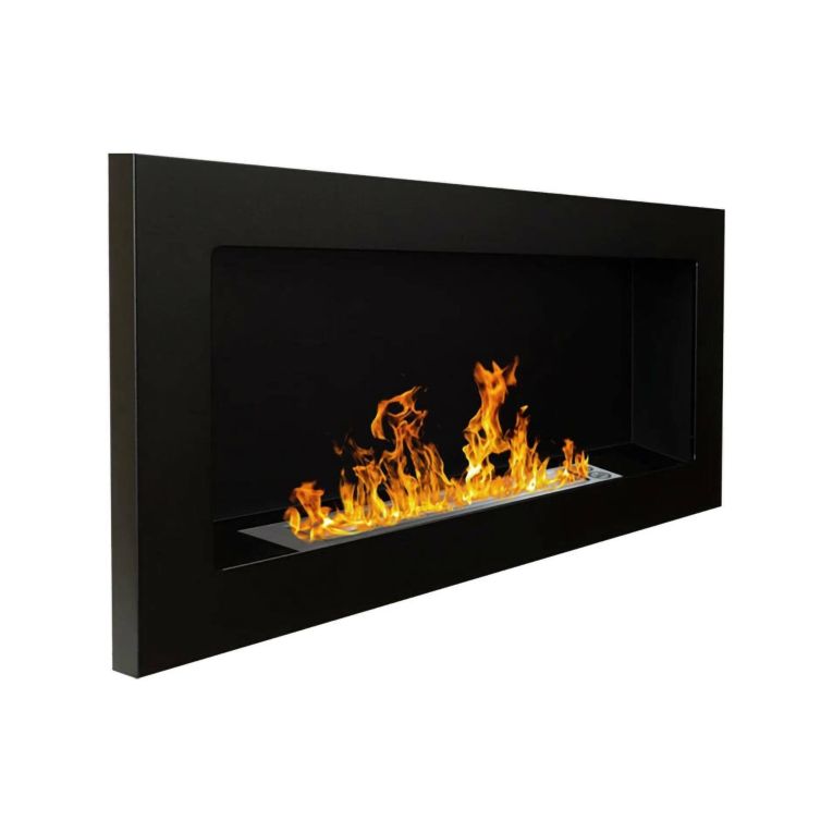 Camino a bioetanolo da parete o incasso 12x90x39h cm nero - Aisone