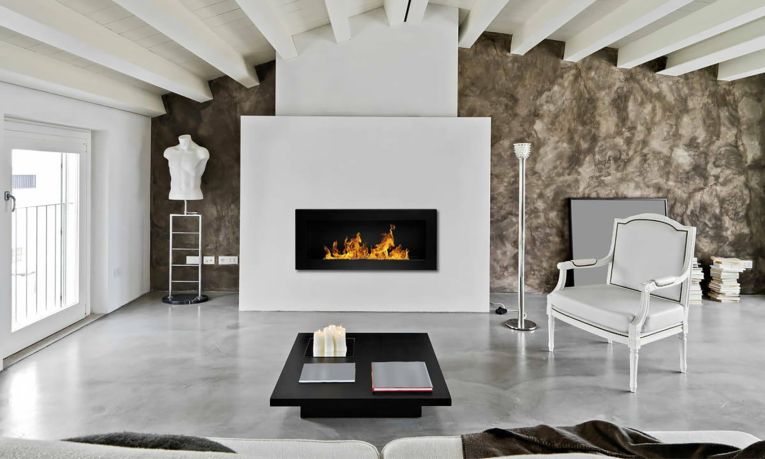 Camino a bioetanolo da parete o incasso 12x90x39h cm nero - Aisone