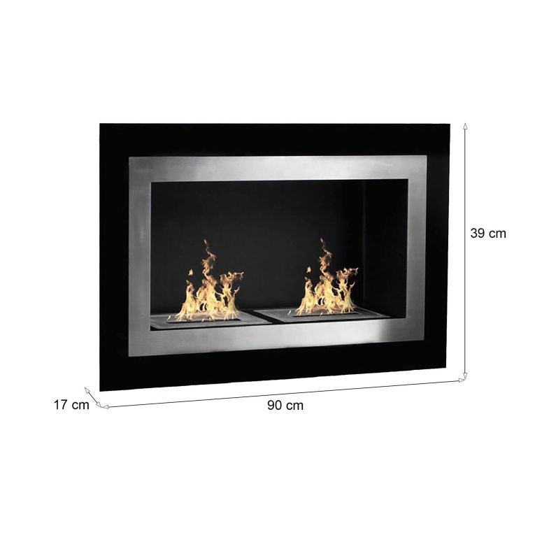 Camino a bioetanolo da parete o incasso 17x90x39h cm nero - Adro