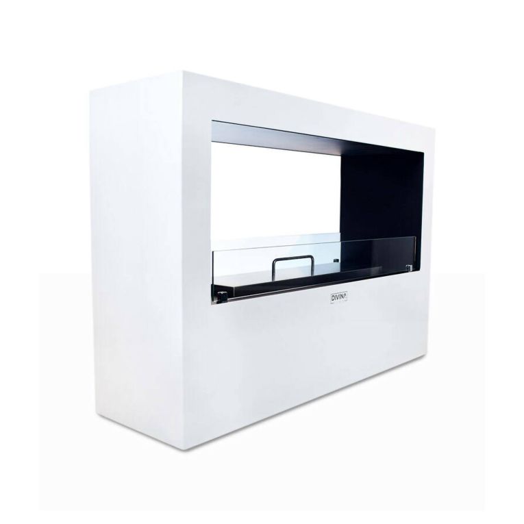 Camino a bioetanolo da pavimento 100x30x70h cm bianco - Aicurzio
