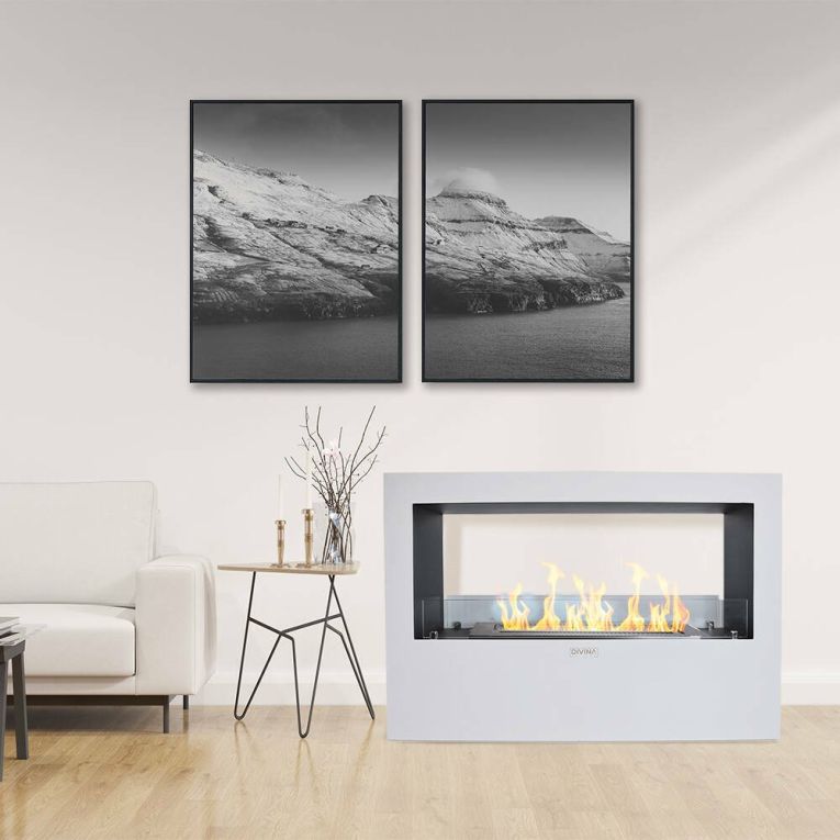 Camino a bioetanolo da pavimento 100x30x70h cm bianco - Aicurzio