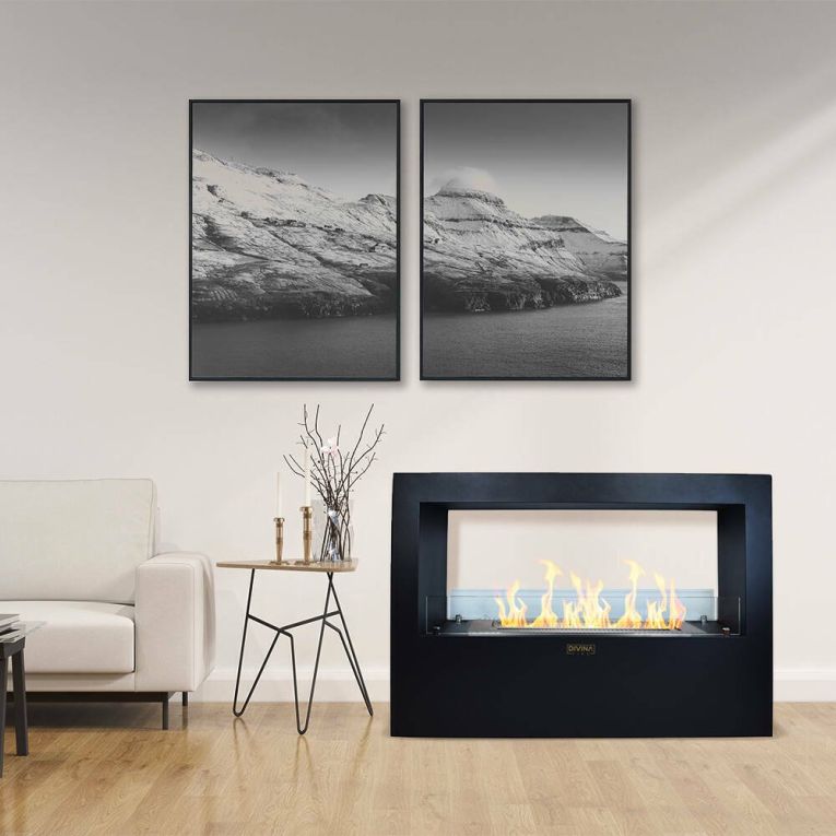 Camino a bioetanolo da pavimento 100x30x70h cm nero - Aicurzio