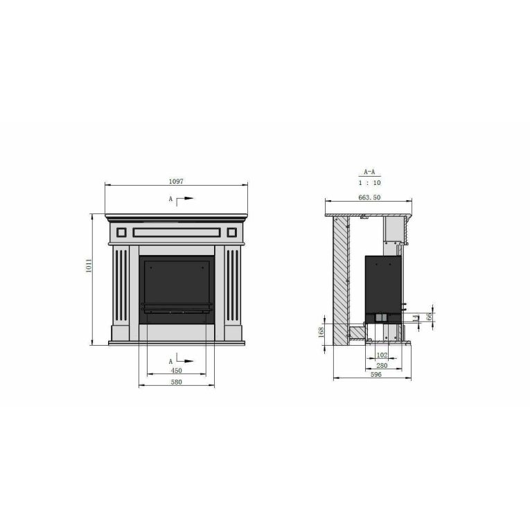 Camino a bioetanolo da pavimento 110x63x102h cm bianco - Irazu