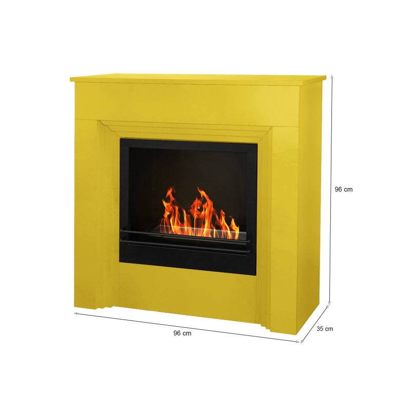 Camino a bioetanolo da pavimento 35x96x96h cm giallo - Kinsasa