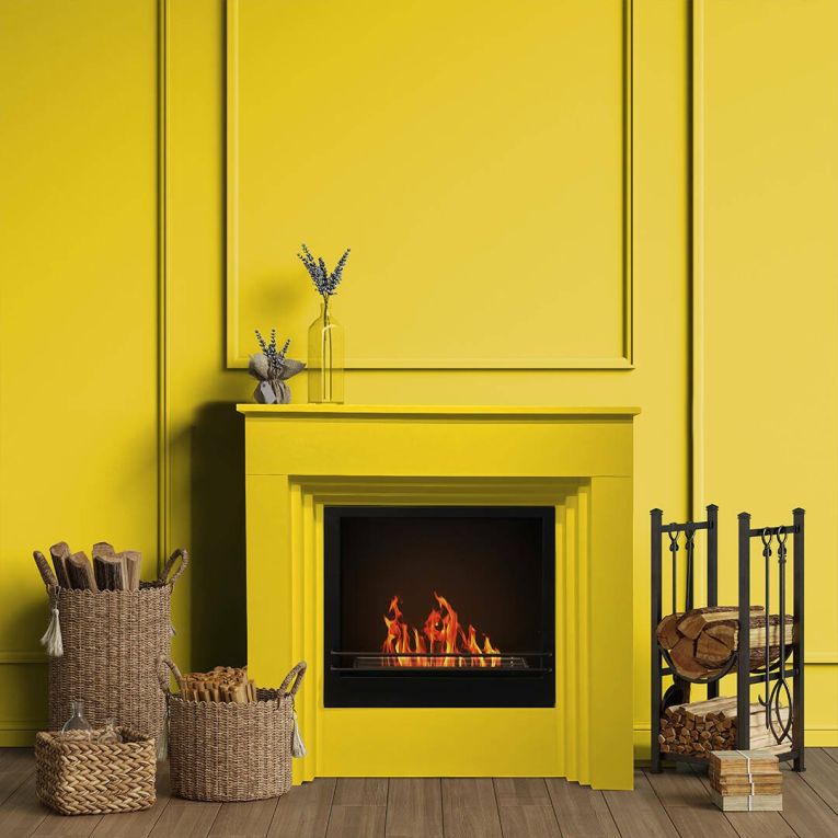 Camino a bioetanolo da pavimento 35x96x96h cm giallo - Kinsasa