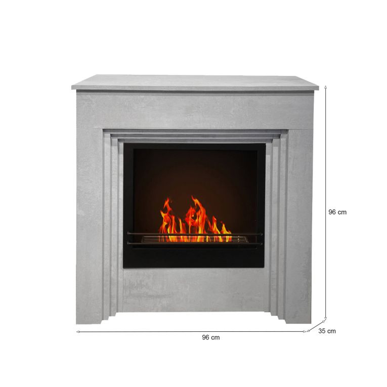 Camino a bioetanolo da pavimento 35x96x96h cm grigio - Kinsasa