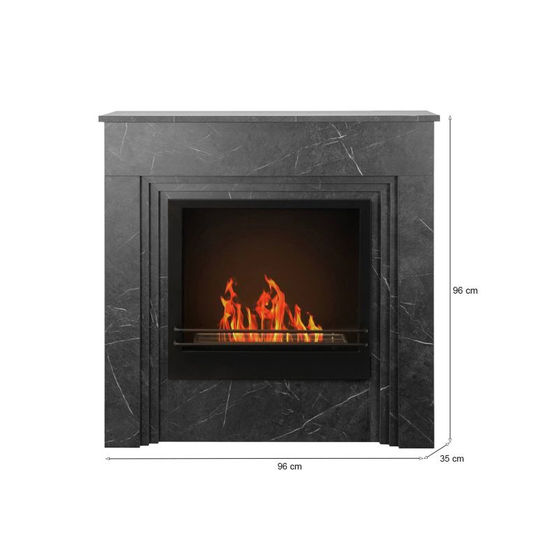 Camino a bioetanolo da pavimento 35x96x96h cm nero - Kinsasa