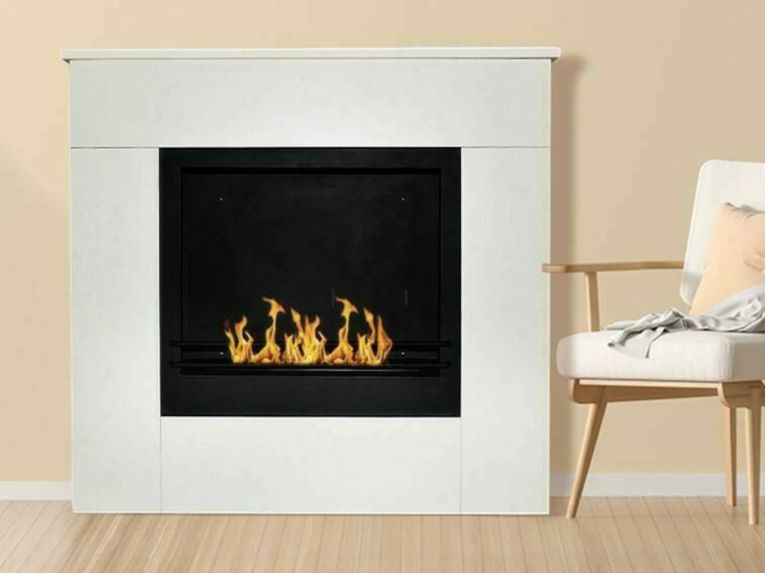 Camino a bioetanolo da pavimento 36x96x90h cm bianco - Amaseno