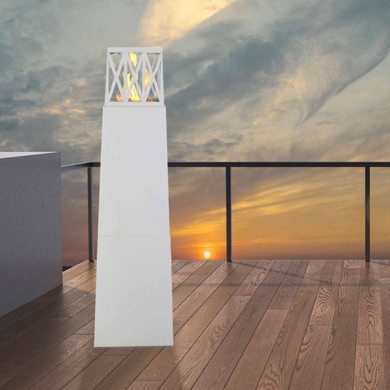 Camino a bioetanolo da pavimento 40x40x145h cm bianco - Arese