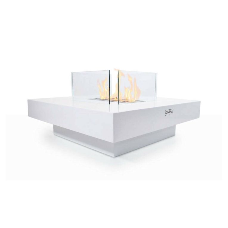 Camino a bioetanolo da tavolo 70x70x35h cm bianco - Alife