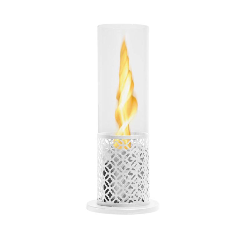 Camino a bioetanolo Dschwellensatt, Caminetto ecologico, Focolare senza fumo, Riscaldatore ad etanolo, Made in Italy, 20x20 h50 cm, Bianco
