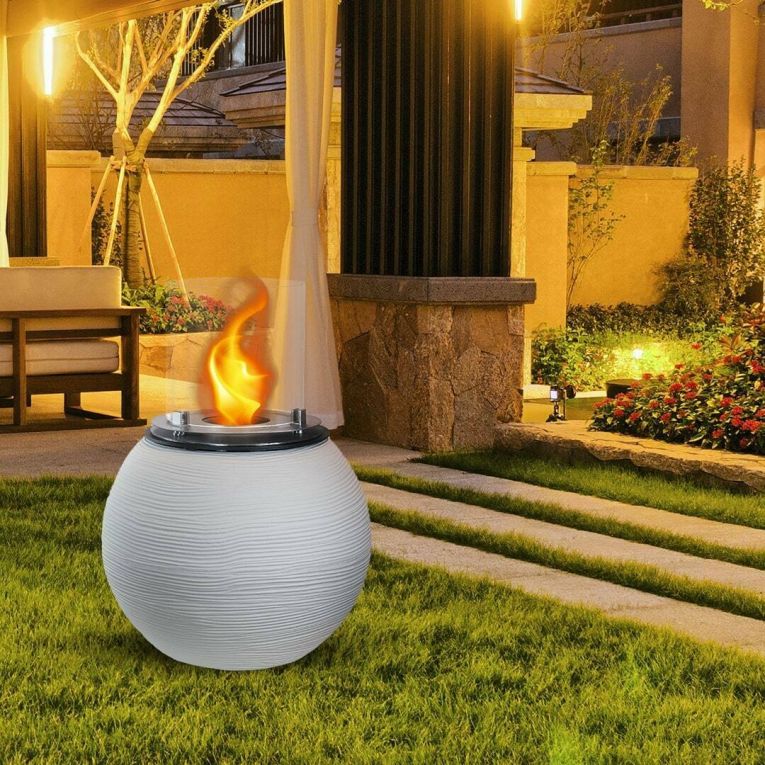 Camino a bioetanolo Dserturin, Caminetto ecologico, Focolare senza fumo, Riscaldatore ad etanolo, Made in Italy, 40x40 h54 cm, Bianco