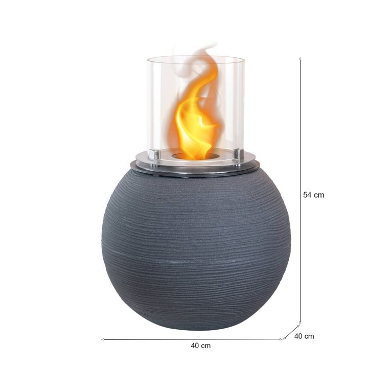 Camino a bioetanolo Dserturin, Caminetto ecologico, Focolare senza fumo, Riscaldatore ad etanolo, Made in Italy, 40x40 h54 cm, Grigio scuro