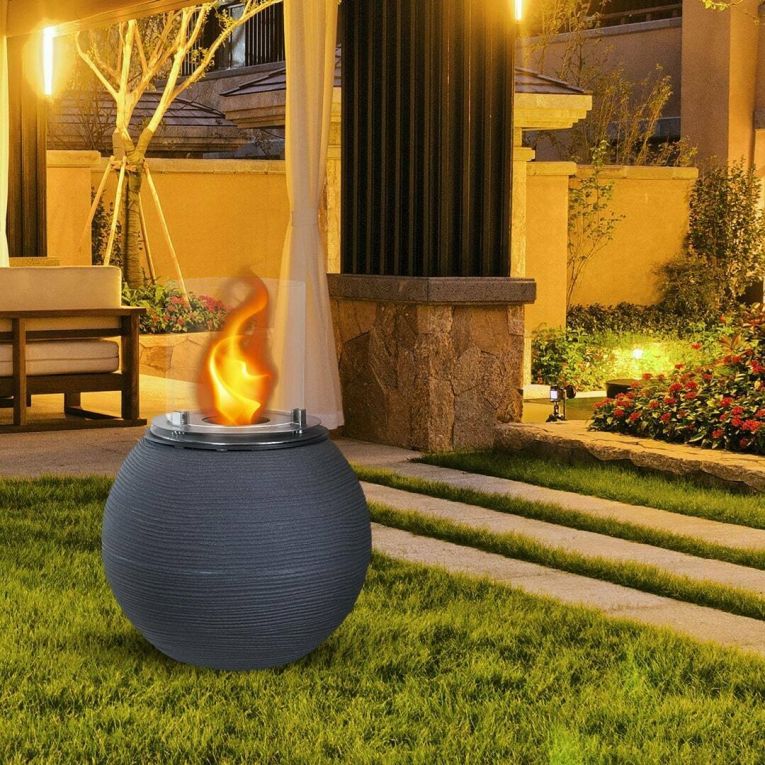 Camino a bioetanolo Dserturin, Caminetto ecologico, Focolare senza fumo, Riscaldatore ad etanolo, Made in Italy, 40x40 h54 cm, Grigio scuro