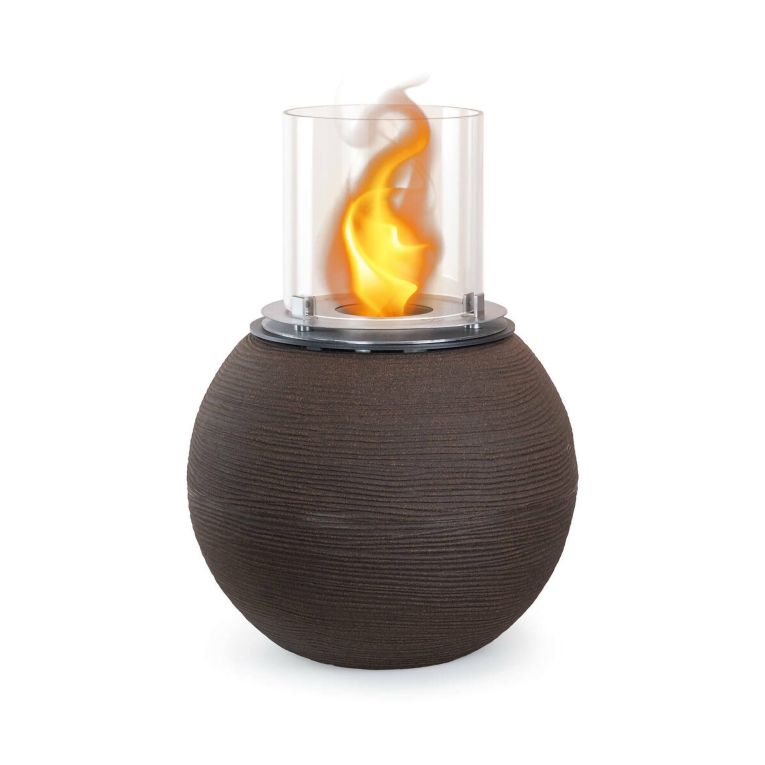 Camino a bioetanolo Dserturin, Caminetto ecologico, Focolare senza fumo, Riscaldatore ad etanolo, Made in Italy, 40x40 h54 cm, Marrone