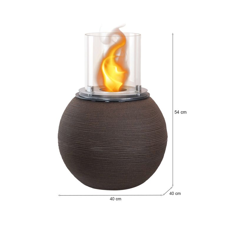 Camino a bioetanolo Dserturin, Caminetto ecologico, Focolare senza fumo, Riscaldatore ad etanolo, Made in Italy, 40x40 h54 cm, Marrone