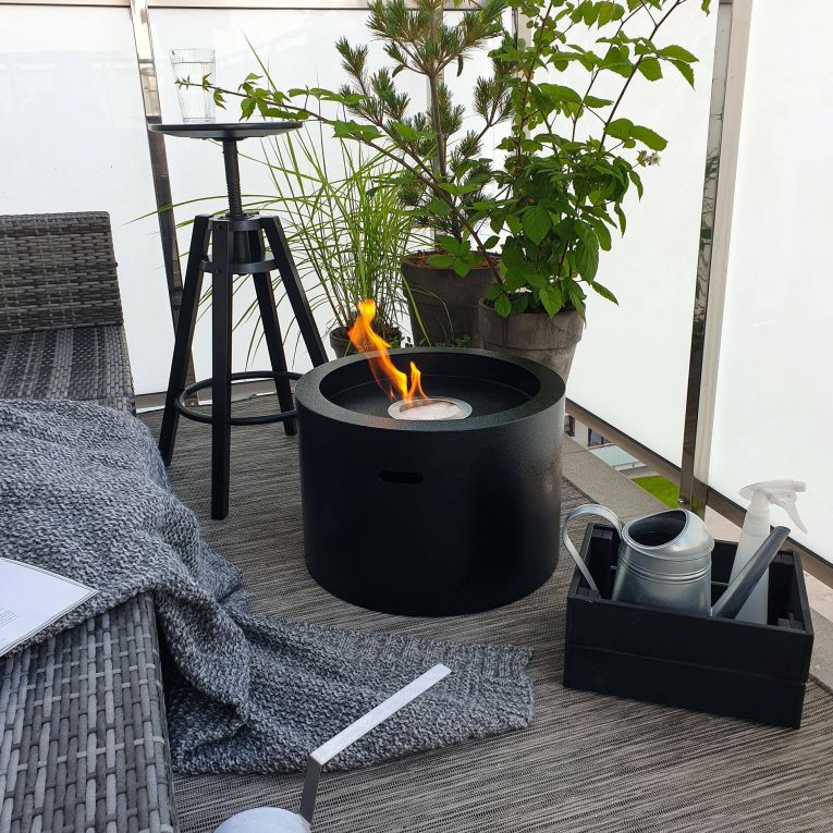 Camino a bioetanolo Dsiatouni, Caminetto ecologico, Focolare senza fumo, Riscaldatore ad etanolo, Made in Italy, 48x48 h33 cm, Nero