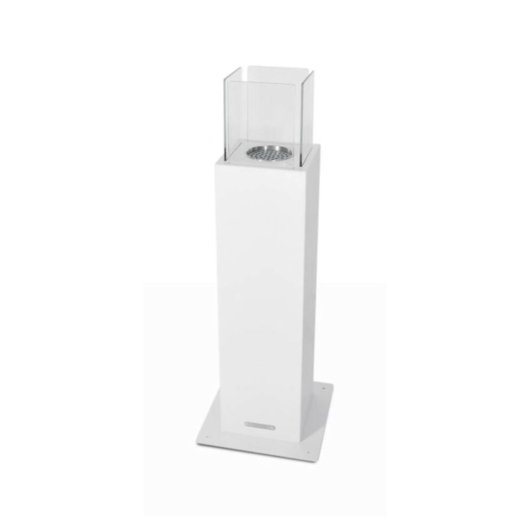 Camino a bioetanolo Dsimoncell, Caminetto ecologico, Focolare senza fumo, Riscaldatore ad etanolo, Made in Italy, 20x20 h70 cm, Bianco