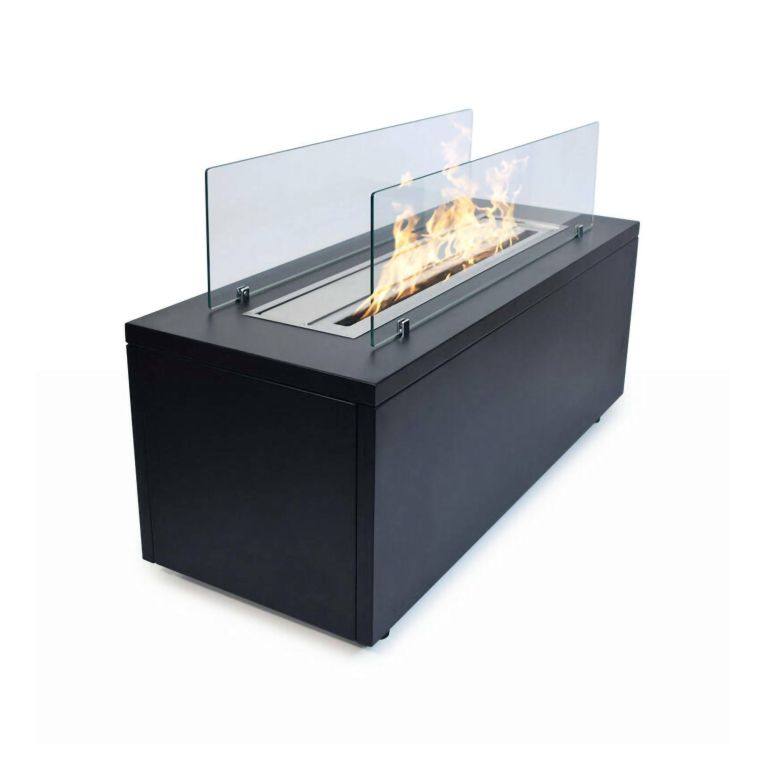 Camino a bioetanolo Dsorrentin, Caminetto ecologico, Focolare senza fumo, Riscaldatore ad etanolo, Made in Italy, 40x100 h40 cm, Nero