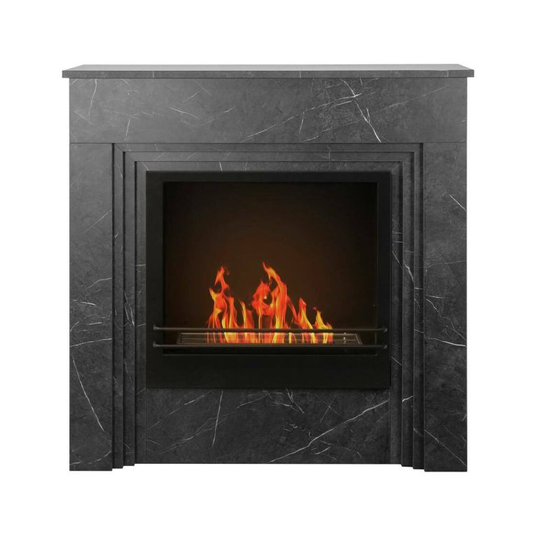 Camino a bioetanolo Dstephanesing, Caminetto ecologico, Focolare senza fumo, Riscaldatore ad etanolo, Made in Italy, 96x35 h96 cm, Nero