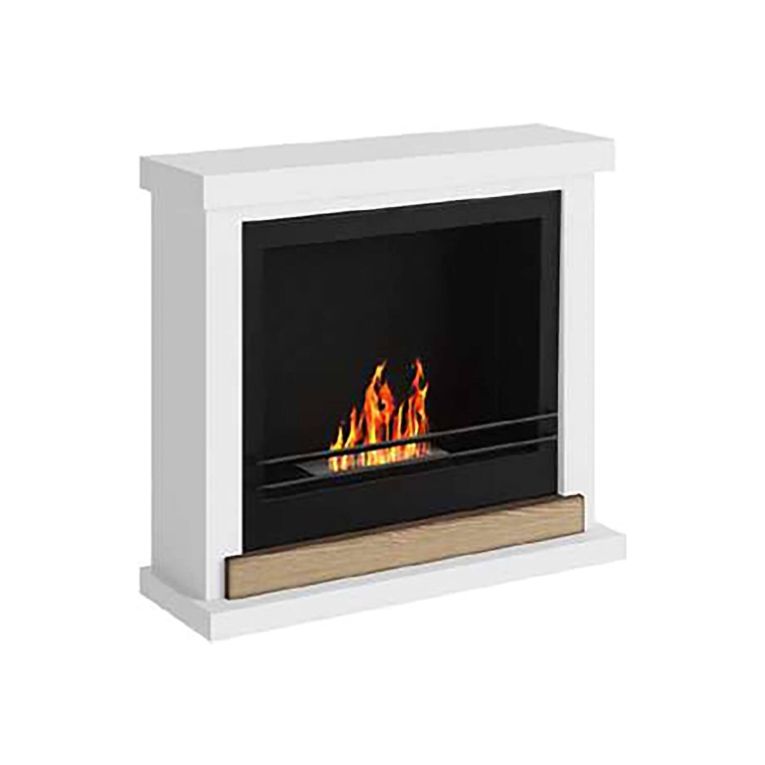 Camino a bioetanolo Dsterchel, Caminetto ecologico, Focolare senza fumo, Riscaldatore ad etanolo, Made in Italy, 75x24 h68 cm, Bianco
