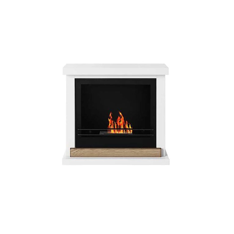 Camino a bioetanolo Dsterchel, Caminetto ecologico, Focolare senza fumo, Riscaldatore ad etanolo, Made in Italy, 75x24 h68 cm, Bianco