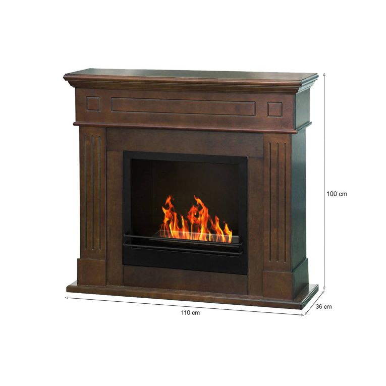 Camino a bioetanolo Dstivanell, Caminetto ecologico, Focolare senza fumo, Riscaldatore ad etanolo, Made in Italy, 110x36 h100 cm, Bronzo
