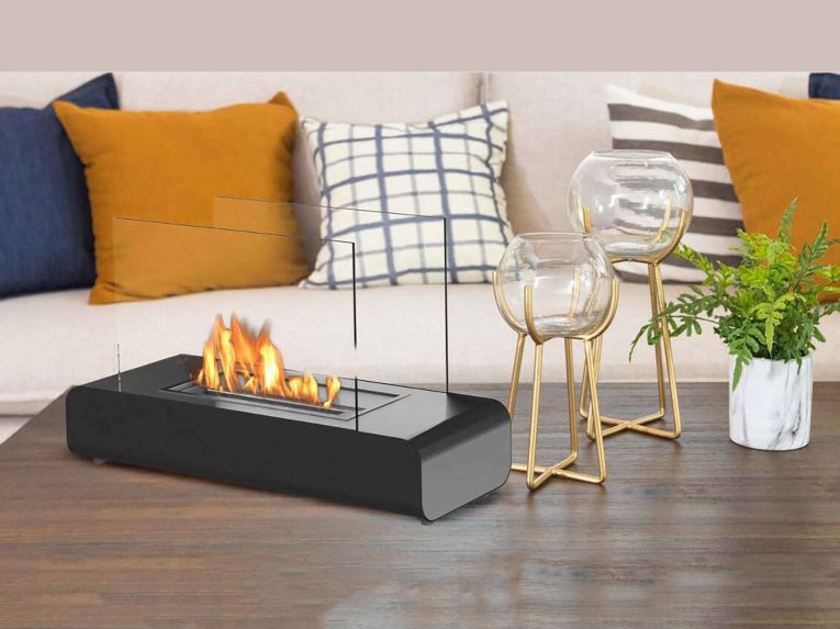 Camino a Bioetanolo Nero Argento Capacità 1.5 lt Potenza (kw) 3 20x60x35h cm, Superficie Riscaldabile 30 - Alpette