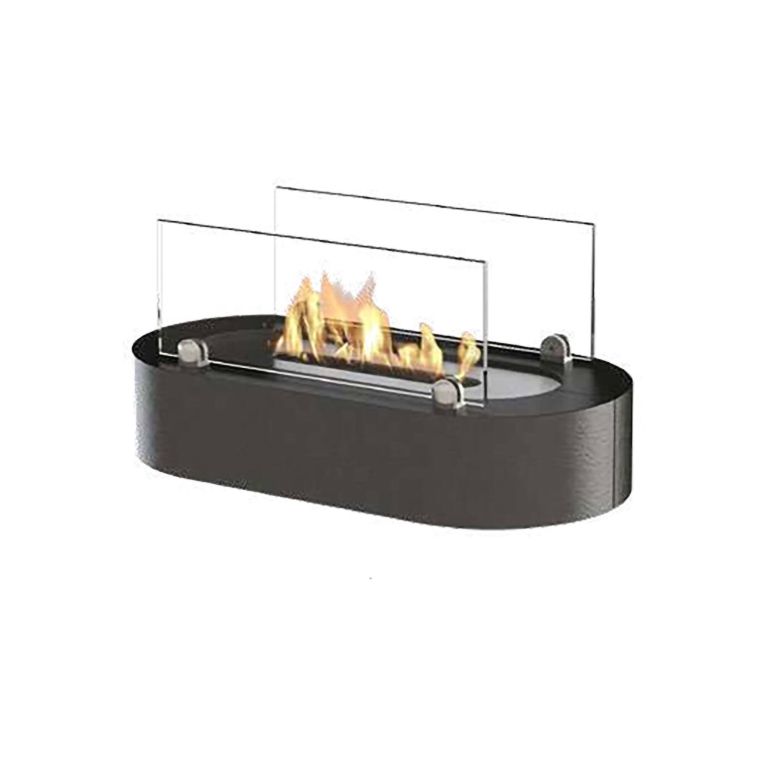 Camino a Bioetanolo Nero Argento Capacità 1 lt Superficie Riscaldabile 30 40x20x20h cm, Potenza (kw) 2.5 - Lahabana