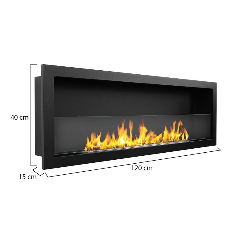 Camino a Bioetanolo Nero Capacità 1.25 lt Superficie Riscaldabile 30 120x15x40h cm, Potenza (kw) 3 - Pompiano