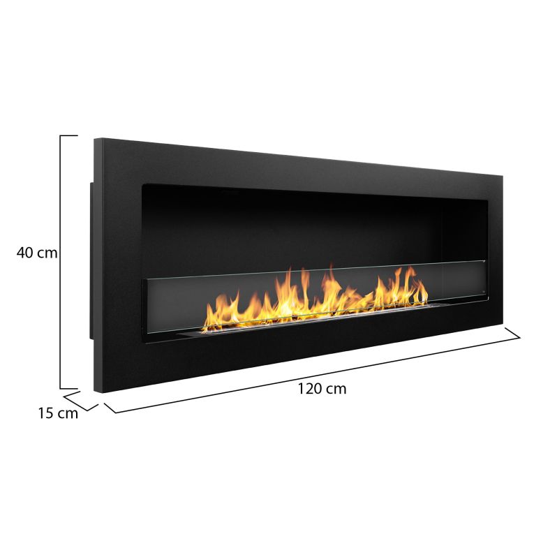 Camino a Bioetanolo Nero Capacità 1.25 lt Superficie Riscaldabile 30 120x15x40h cm, Potenza (kw) 3 - Revello