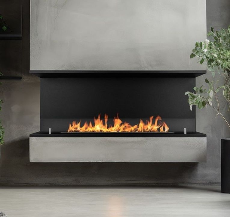 Camino a Bioetanolo Nero Capacità 1.25 lt Superficie Riscaldabile 30 m2 120x24x45h cm, Potenza (kw) 3 - Pertosa
