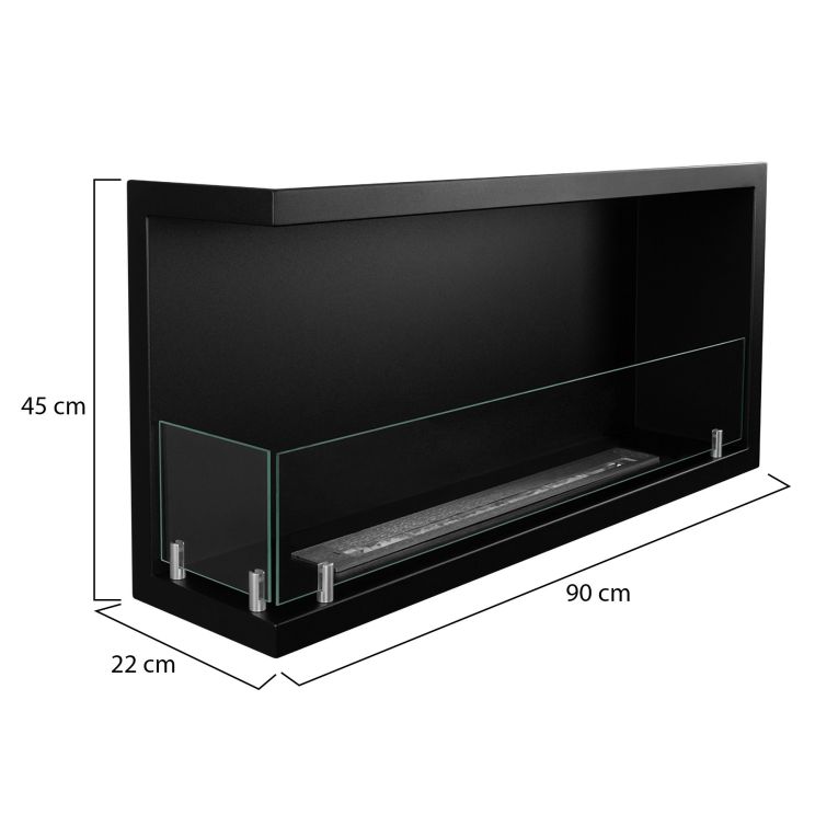 Camino a Bioetanolo Nero Capacità 1.5 lt Superficie Riscaldabile 30 90x22x45h cm, Potenza (kw) 3 - Garzeno