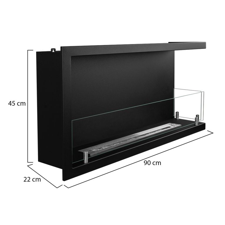 Camino a Bioetanolo Nero Capacità 1.5 lt Superficie Riscaldabile 30 90x22x45h cm, Potenza (kw) 3 - Macomer