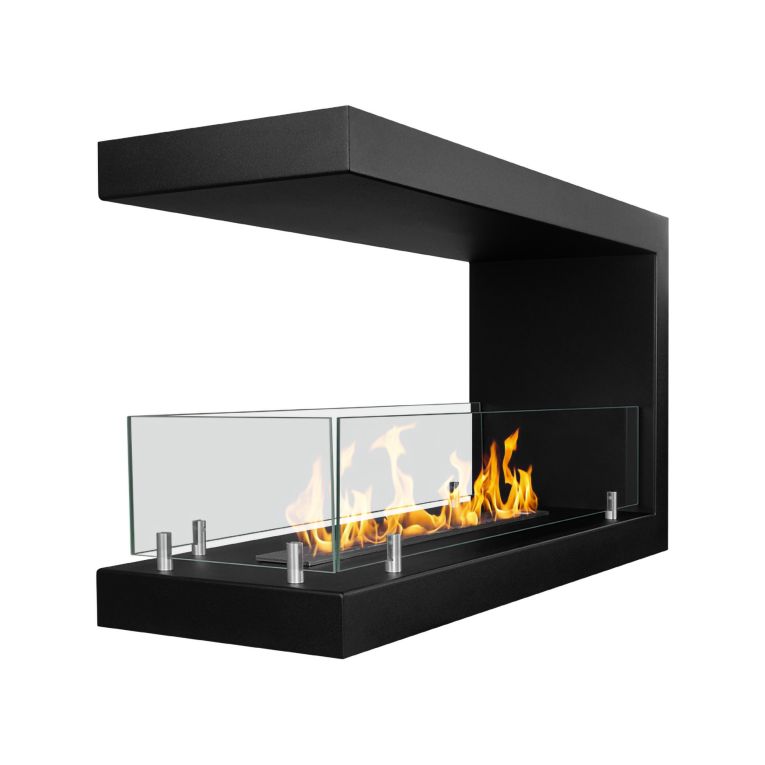 Camino a Bioetanolo Nero Capacità 1.5 lt Superficie Riscaldabile 30 90x30x50h cm, Potenza (kw) 3 - Bassano