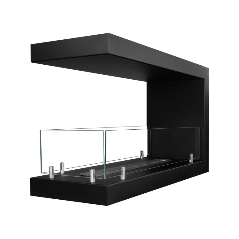 Camino a Bioetanolo Nero Capacità 1.5 lt Superficie Riscaldabile 30 90x30x50h cm, Potenza (kw) 3 - Bassano