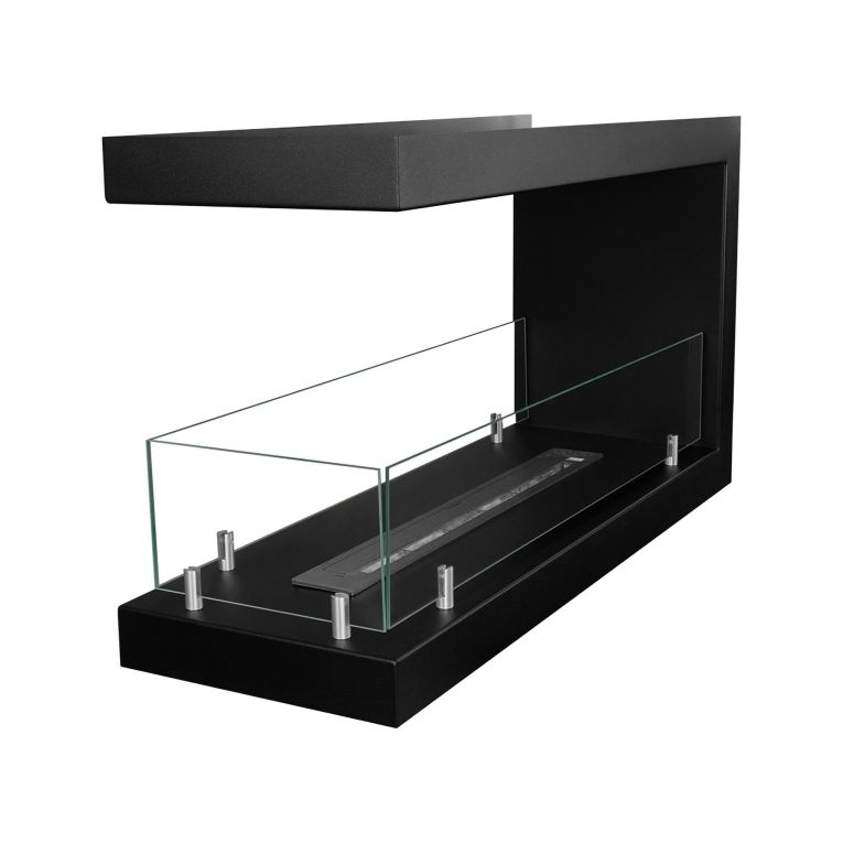 Camino a Bioetanolo Nero Capacità 1.5 lt Superficie Riscaldabile 30 90x30x50h cm, Potenza (kw) 3 - Bassano