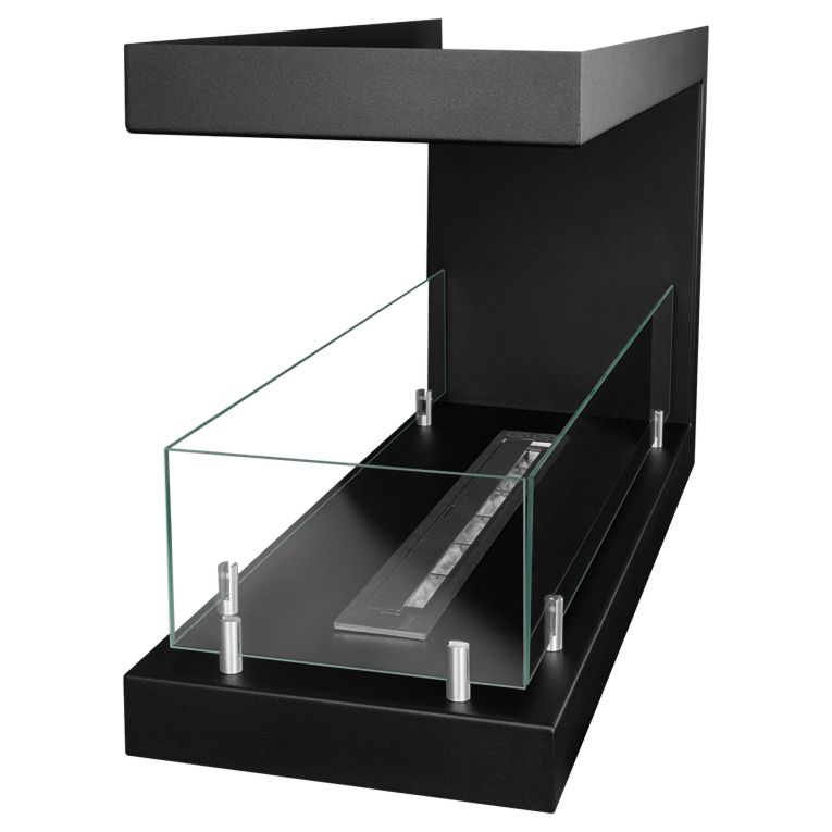 Camino a Bioetanolo Nero Capacità 1.5 lt Superficie Riscaldabile 30 90x30x50h cm, Potenza (kw) 3 - Bassano