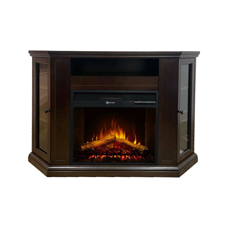 Camino elettrico Alonte, 126x78 h81 cm, Marrone