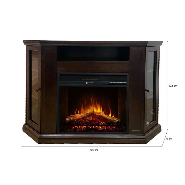 Camino elettrico Alonte, 126x78 h81 cm, Marrone