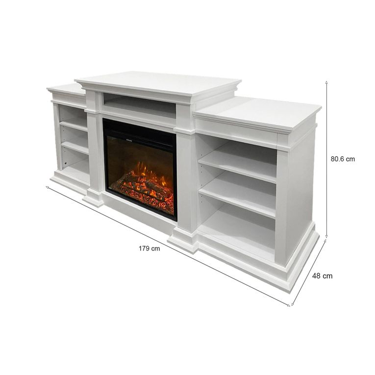 Camino elettrico Aramengo, 179x48 h81 cm, Bianco