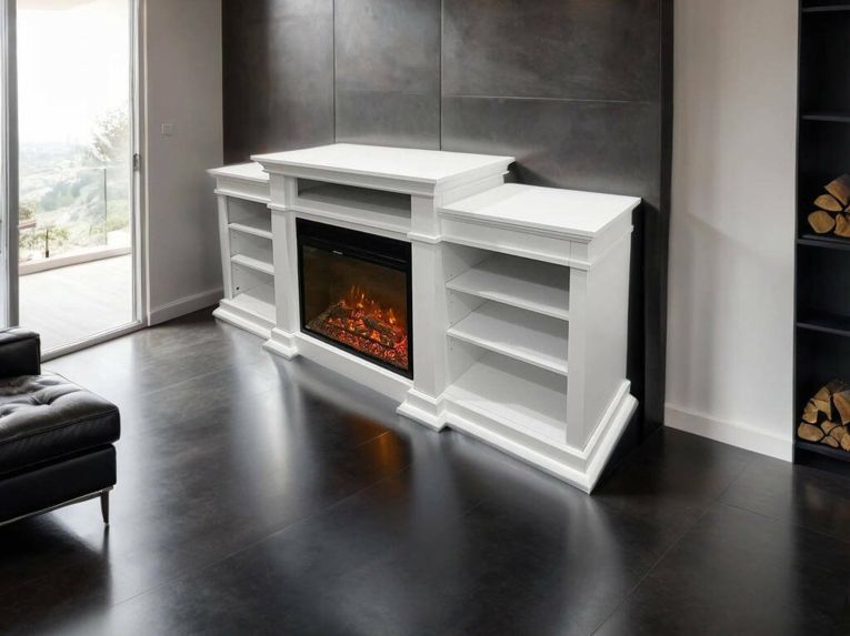 Camino elettrico Aramengo, 179x48 h81 cm, Bianco
